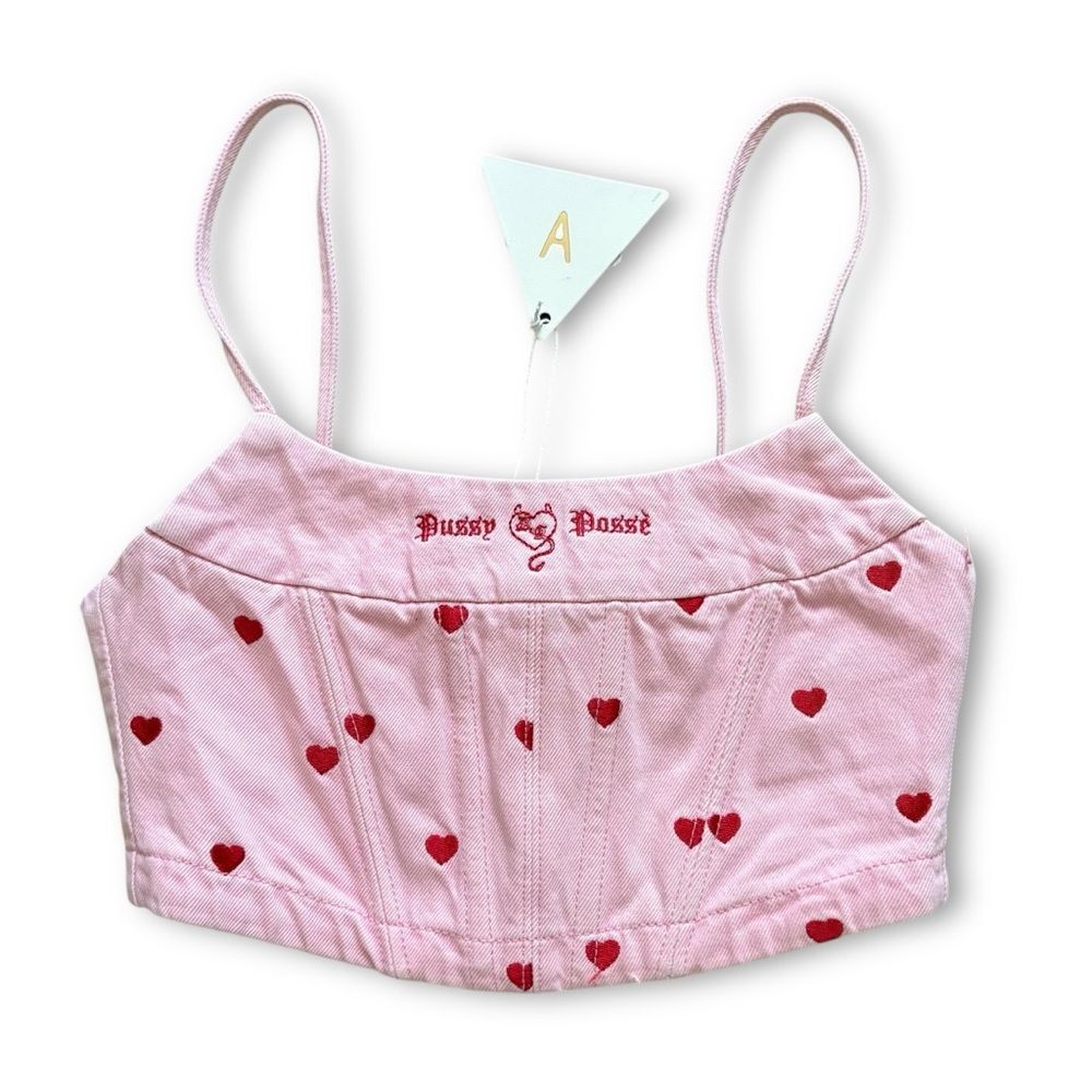 Abrand x Dyspnea A Papi Bodice Top Pink Hearts NWT Size AU 8 / US 2 Romantic